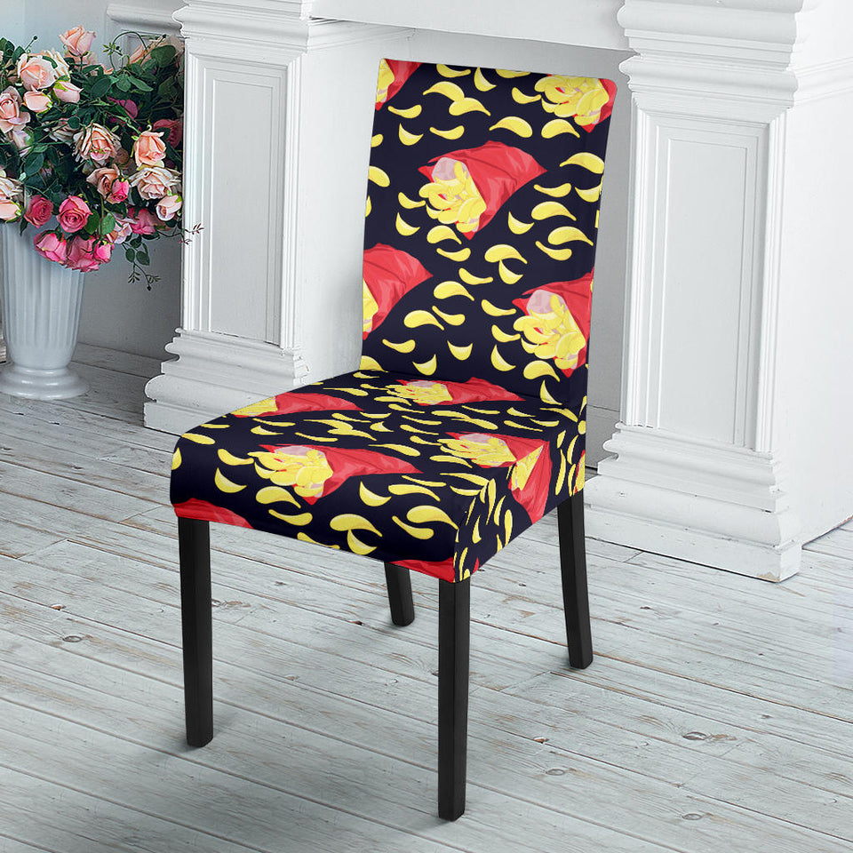 Potato Chips Pattern Print Design 05 Dining Chair Slipcover