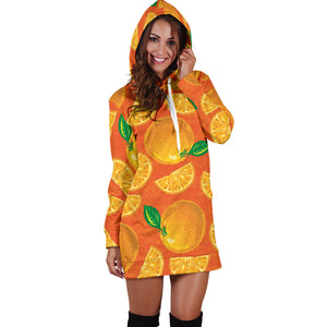 Orange Pattern background Women Hoodie Dress