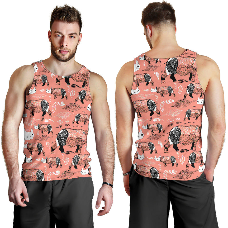 Rhino Tribal Pattern Men Tank Top