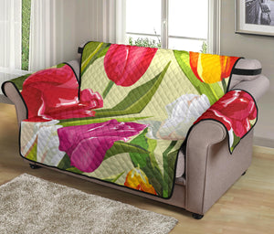 Colorful Tulip Pattern Loveseat Couch Cover Protector