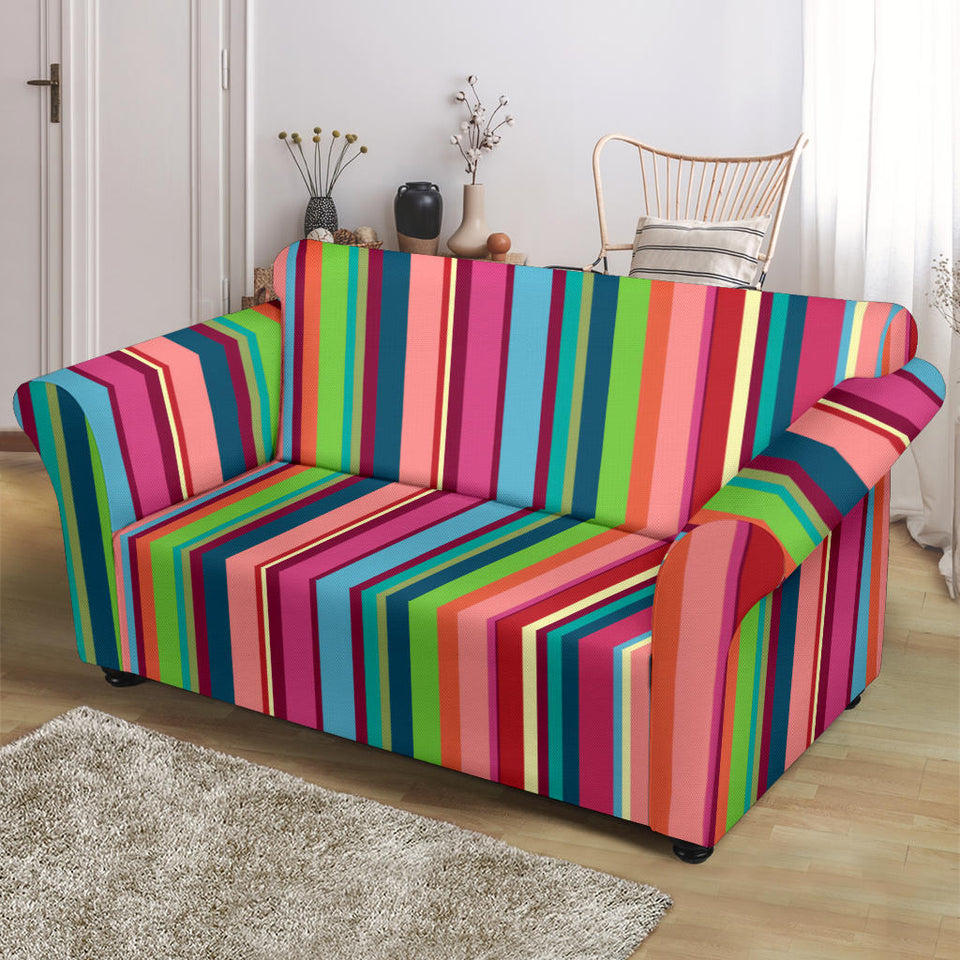 Rainbow Stripe Pattern Loveseat Couch Slipcover