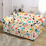 Saxophone Pattern Background Loveseat Couch Slipcover