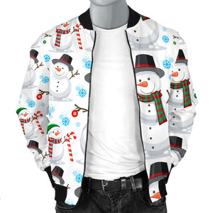 Snowman Pattern Background Men Bomber Jacket