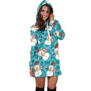 Snowman Chirstmas Pattern Women Hoodie Dress