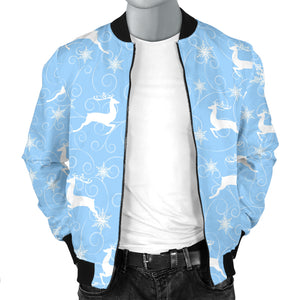 Snowflake Deer Pattern Men Bomber Jacket