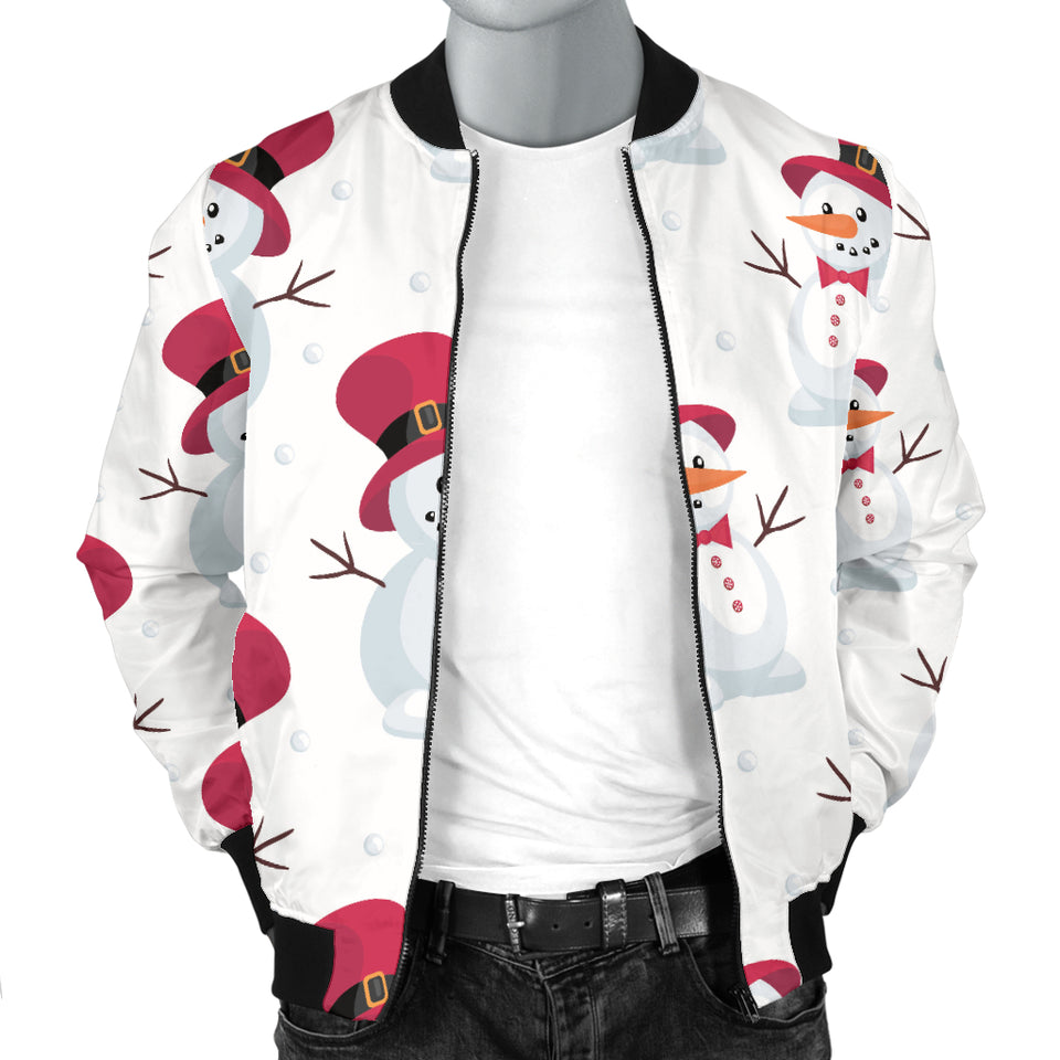 Cute Snowman Pattern Men Bomber Jacket