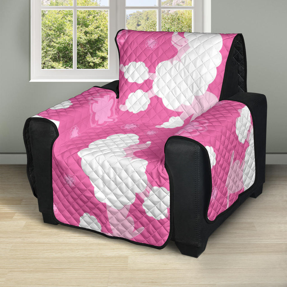 Poodle Pink Theme Pattern Recliner Cover Protector