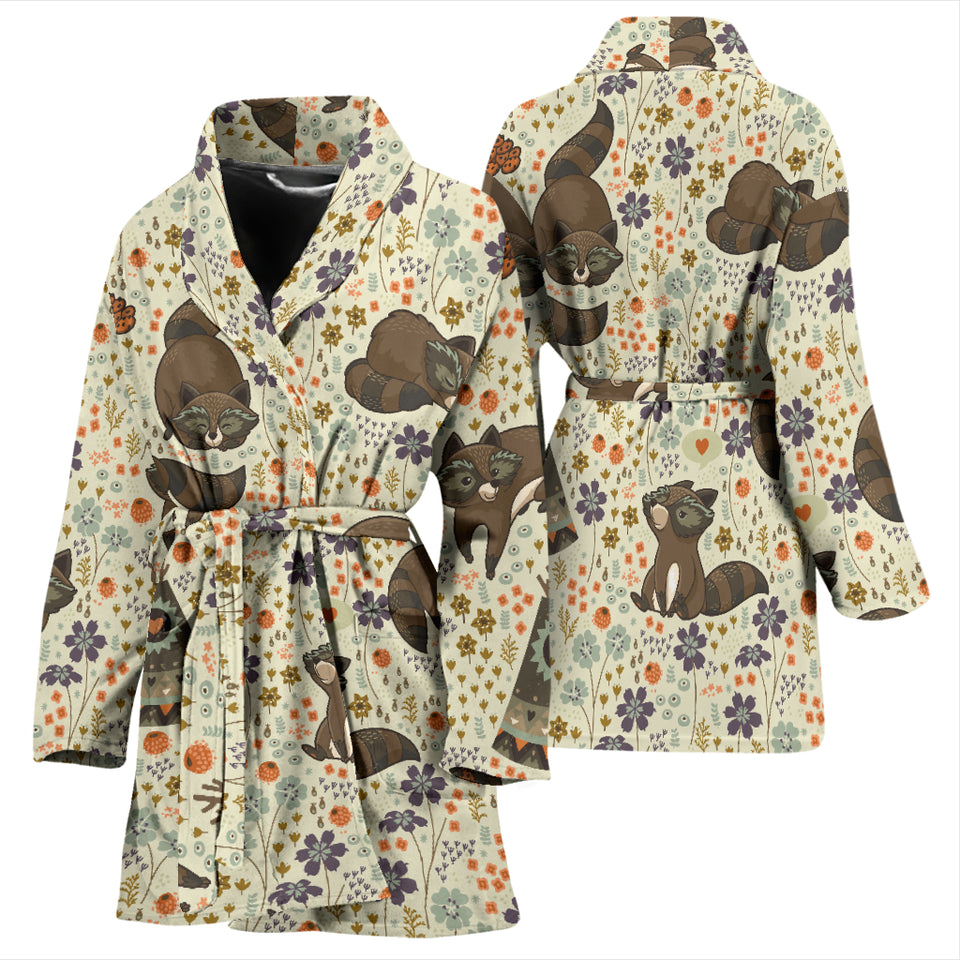 Raccoon Pattern Women Bathrobe