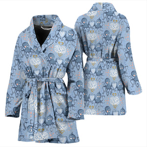 Octopus Heart Pattern Women Bathrobe