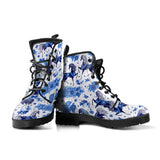 Horse Flower Blue Theme Pattern Leather Boots