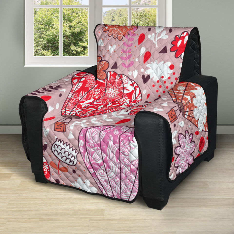 Red Pink Hot Air Balloon Pattern Recliner Cover Protector
