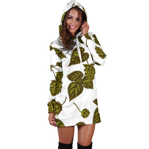 Hop Leaves Pattern Women Hoodie Dress