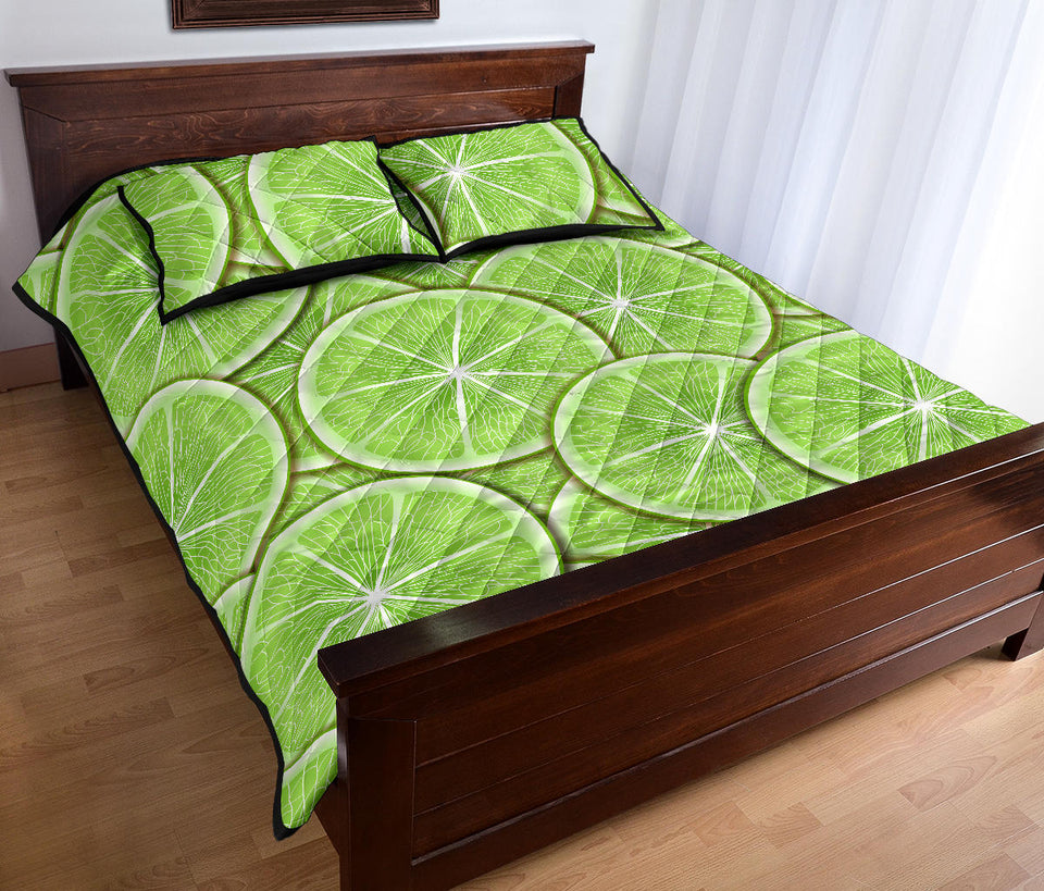 Sliced Lime Pattern Quilt Bed Set