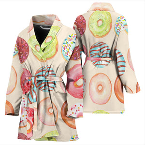 Donut Pattern Women Bathrobe