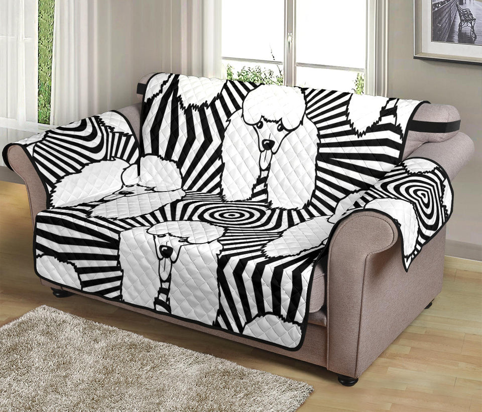 Black and White Poodle Pattern Loveseat Couch Cover Protector