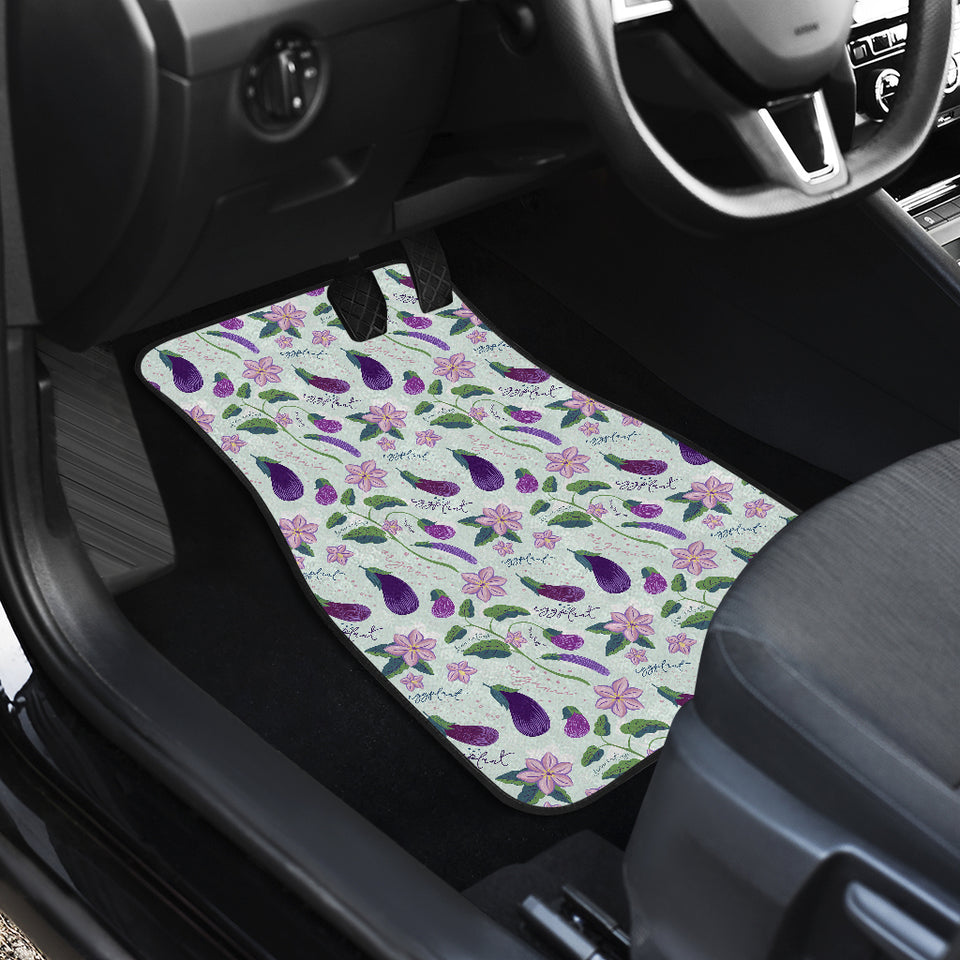 Eggplant Pattern Print Design 03 Front Car Mats