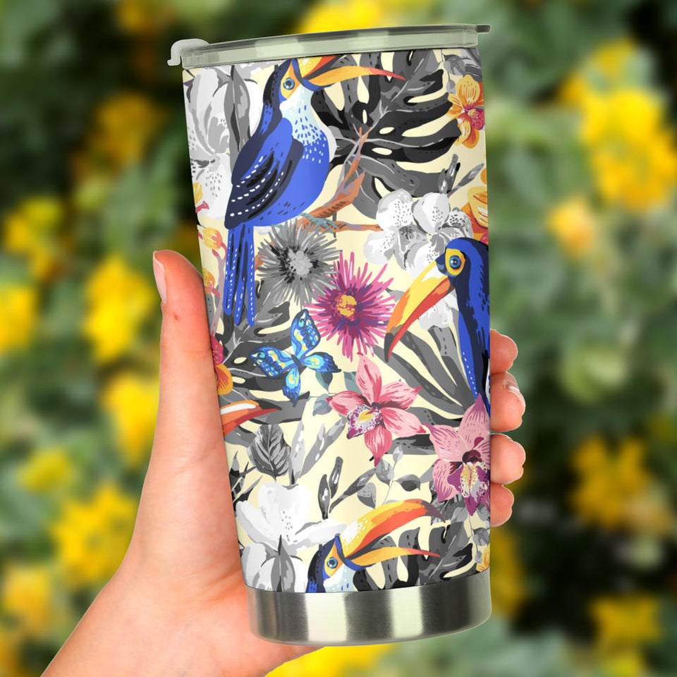 Toucan Leaves Flower Pattern Tumbler