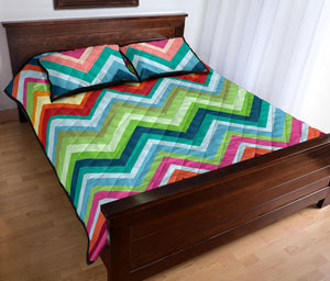 Rainbow Zigzag Chavron Pattern Quilt Bed Set