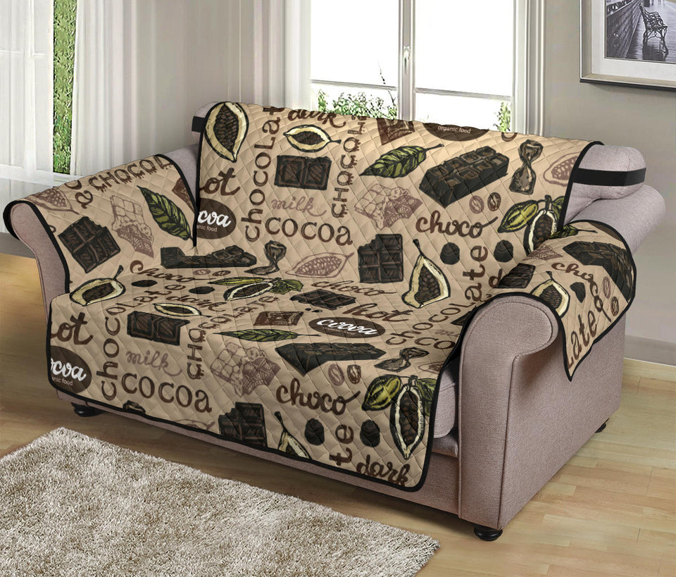 Cocoa Chocolate Pattern Loveseat Couch Cover Protector