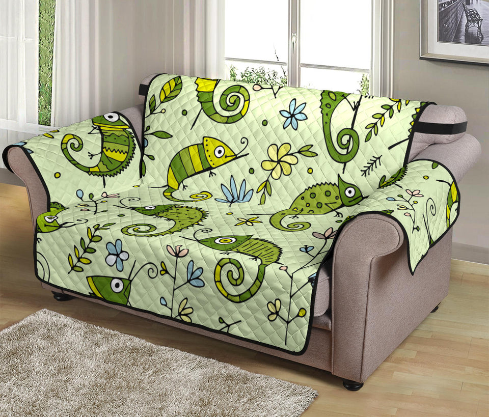 Cute Chameleon Lizard Pattern Loveseat Couch Cover Protector