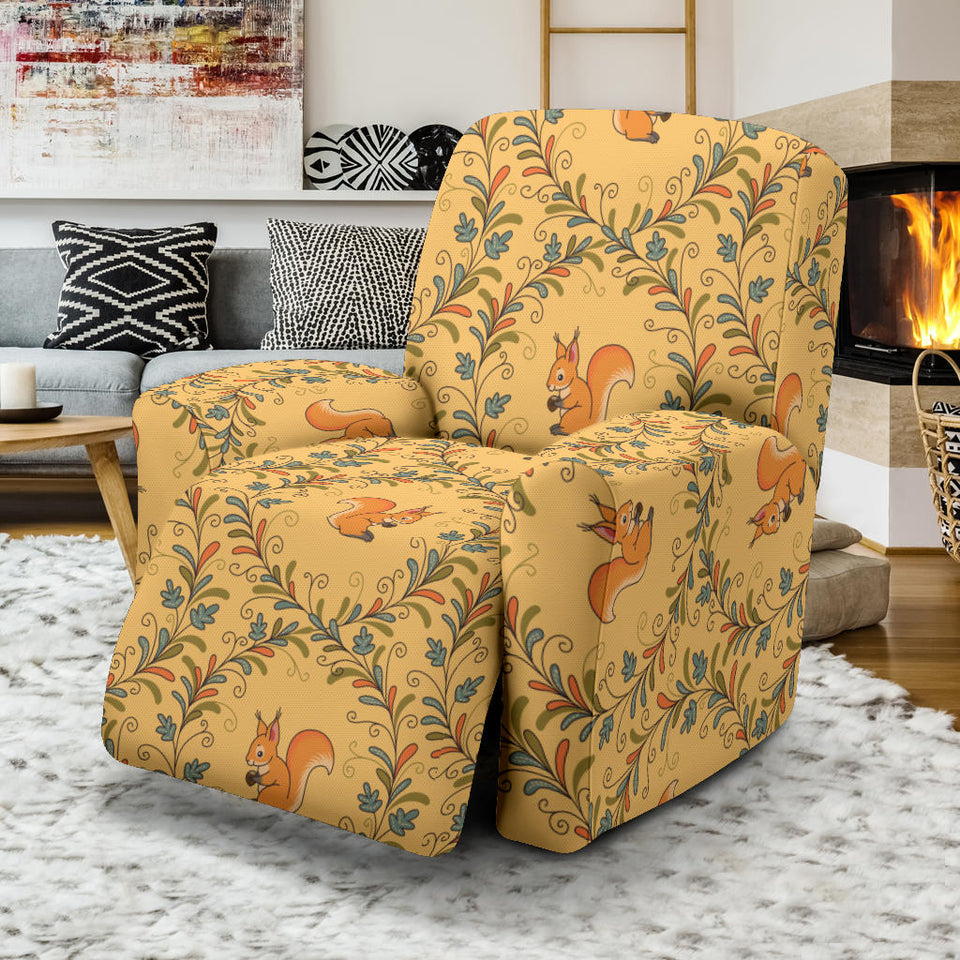 Squirrel Pattern Print Design 01 Recliner Chair Slipcover