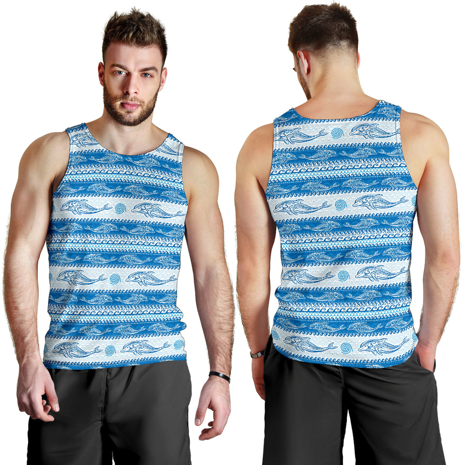 Dolphin Tribal Pattern background Men Tank Top