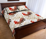 Rooster Chicken Pattern Quilt Bed Set