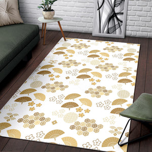 Gold Fan Japanese Pattern Area Rug