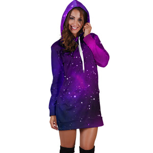 Pink Space Galaxy Pattern4 Women Hoodie Dress