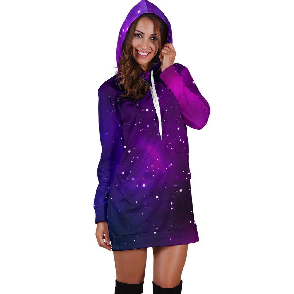 Pink Space Galaxy Pattern4 Women Hoodie Dress