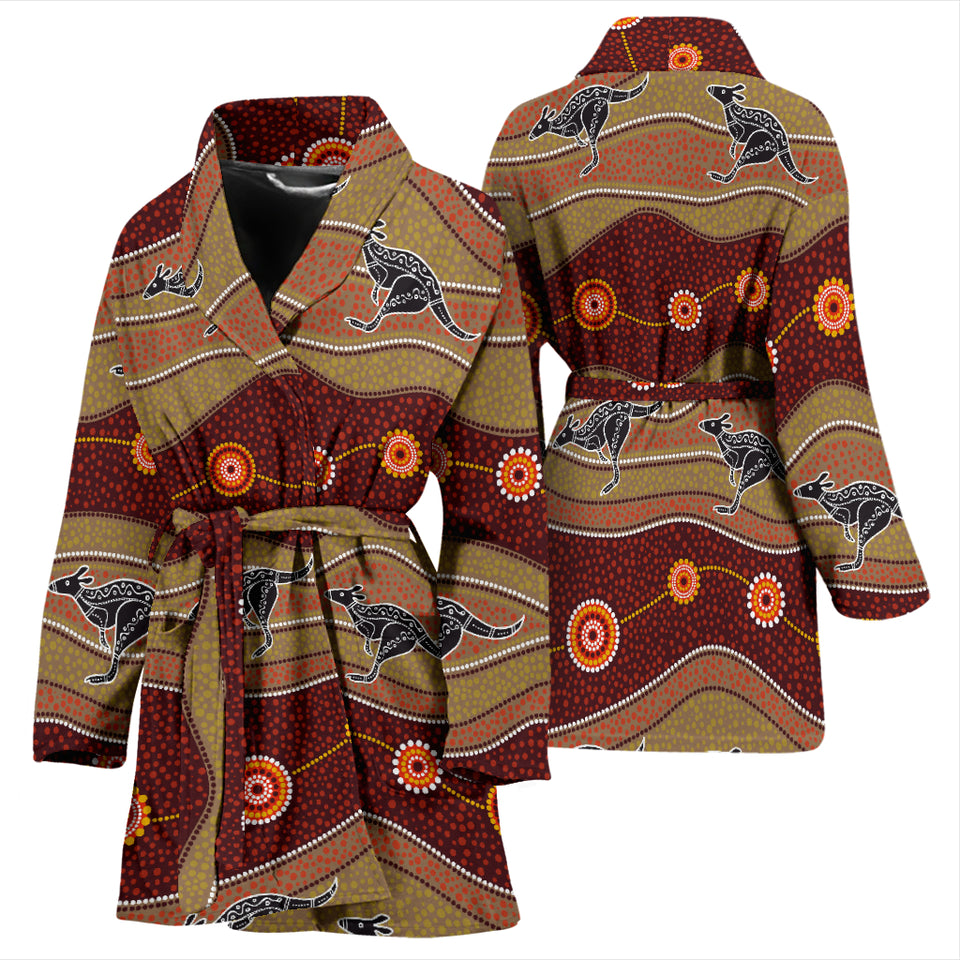 Kangaroo Aboriginal Pattern Women Bathrobe