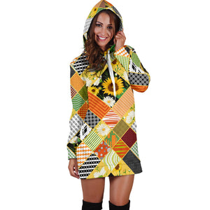 Sunflower Pattern Women Hoodie Dress