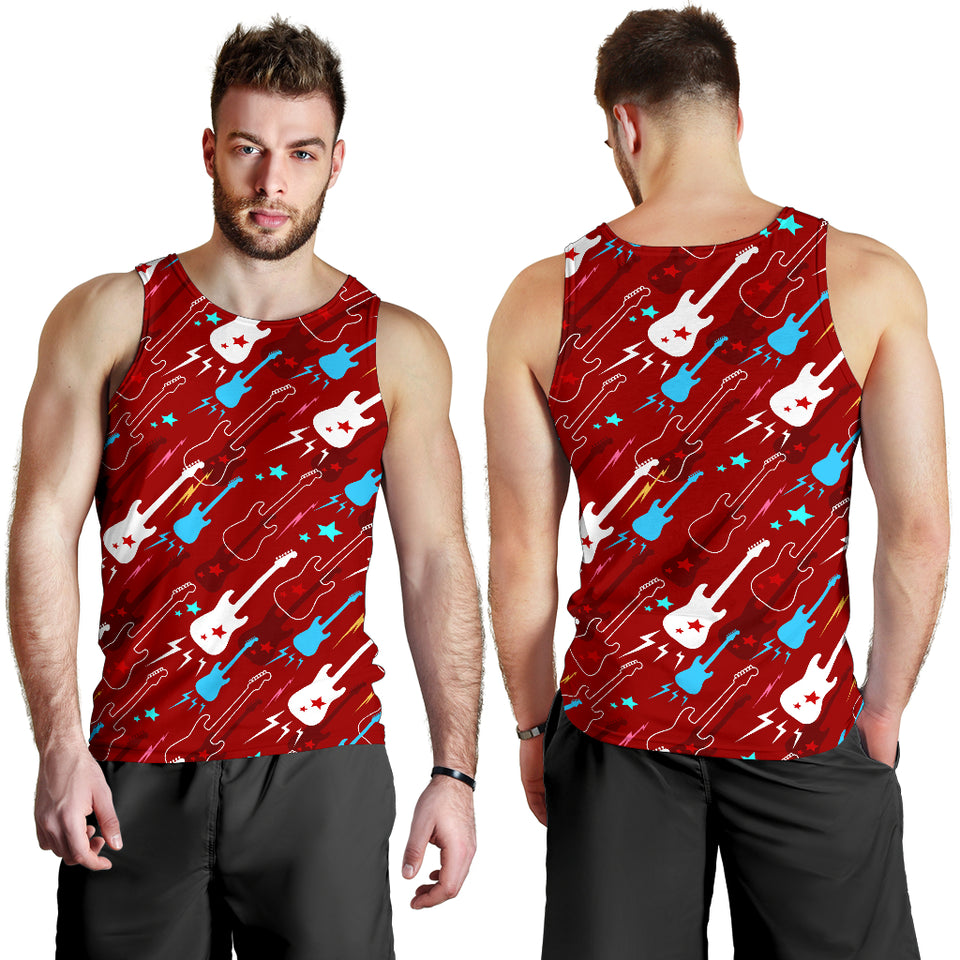 Electical Guitar Red Pattern Men Tank Top