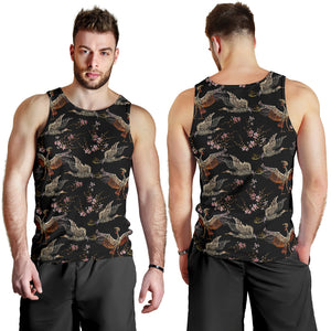 Japanese Crane Pattern Background Men Tank Top