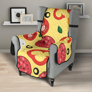 Pizza Tomato Salami Texture Pattern Chair Cover Protector