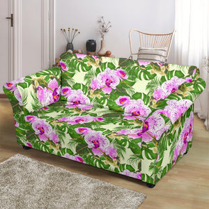 Orchid Leaves Pattern Loveseat Couch Slipcover