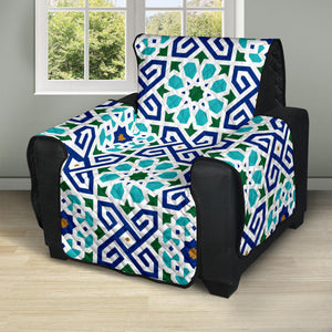 Blue Theme Arabic Morocco Pattern Recliner Cover Protector