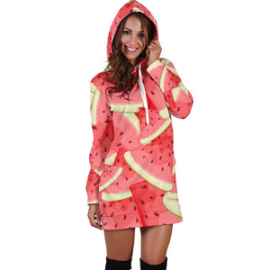 Watermelon Pattern Background Women Hoodie Dress