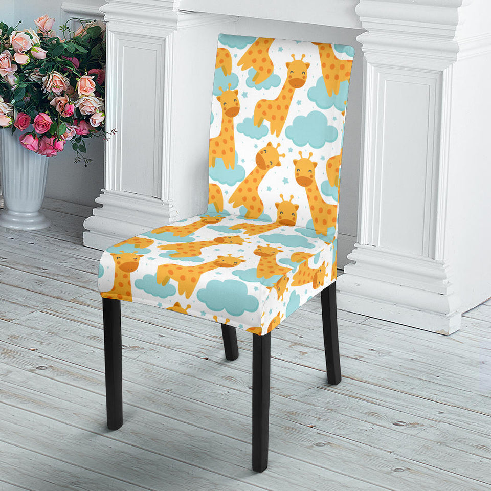 Giraffe Pattern Print Design 05 Dining Chair Slipcover