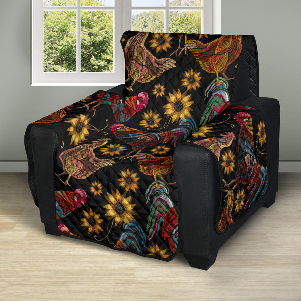 Rooster Chicken Flower Pattern Recliner Cover Protector