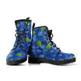 Blueberry Pattern Background Leather Boots