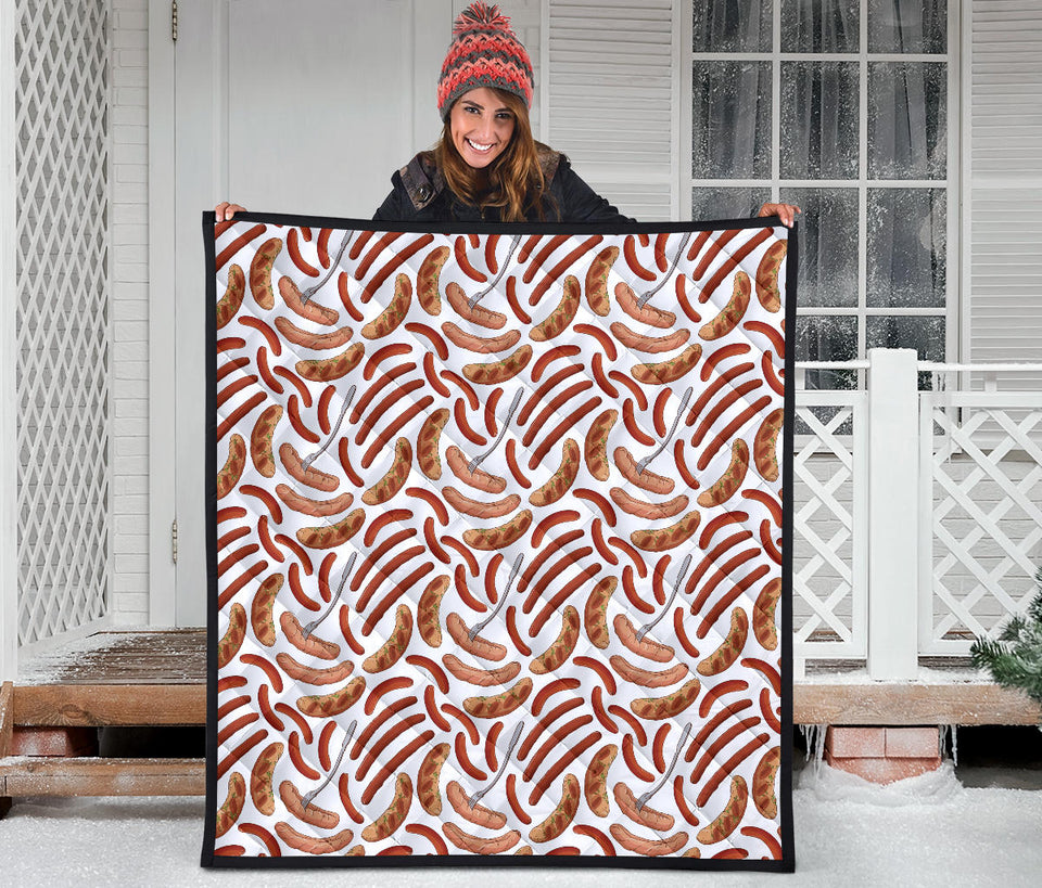 Sausage Pattern Print Design 05 Premium Quilt