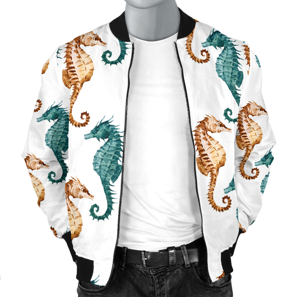 Seahorse Pattern Background Men Bomber Jacket