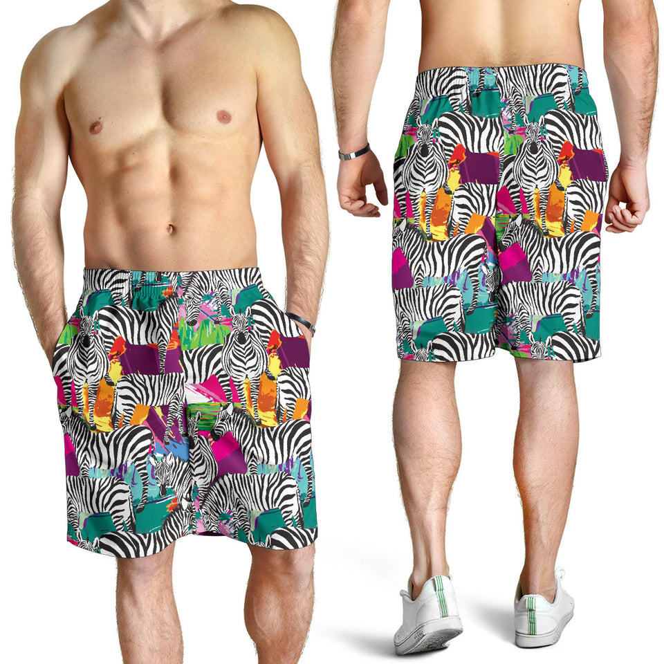 Zebra Colorful Pattern Men Shorts