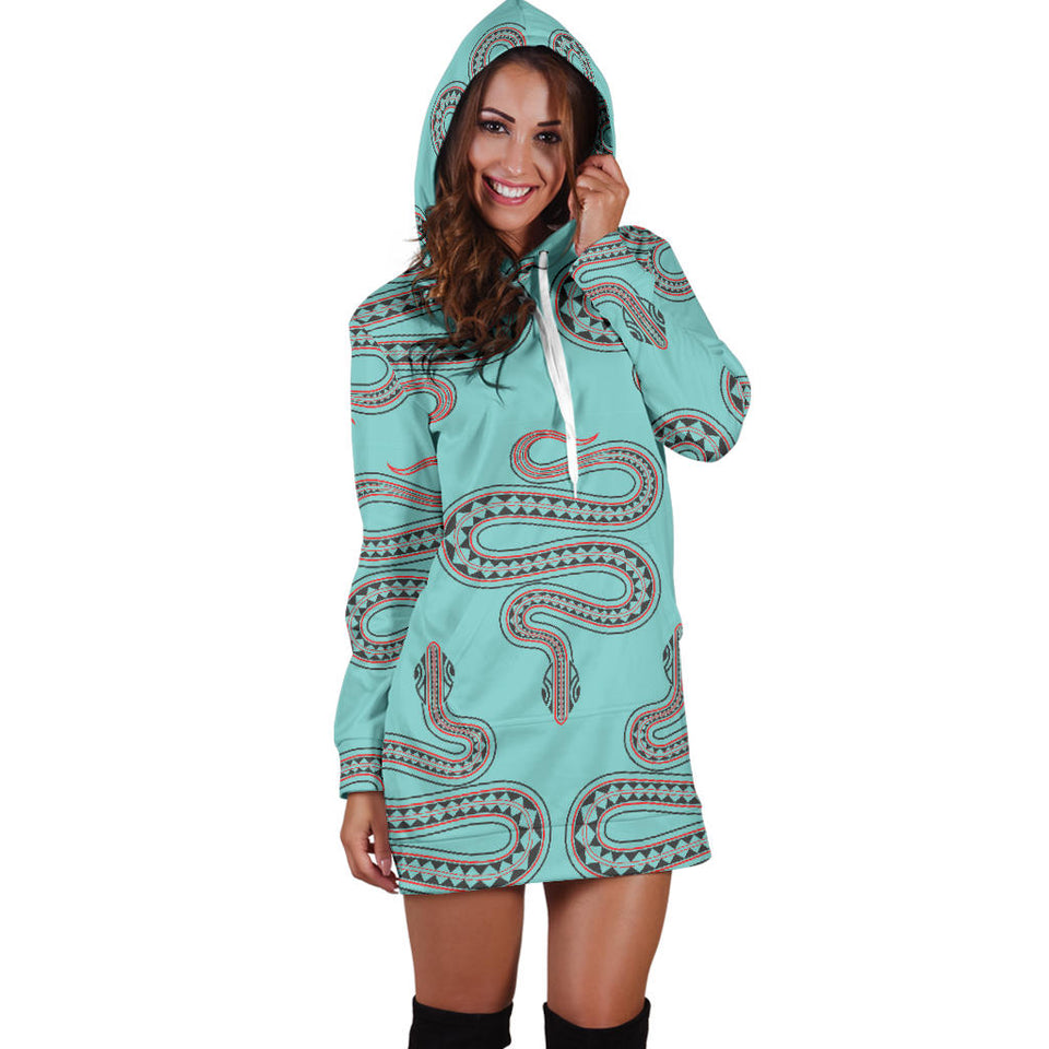 Snake Tribal Pattern Women Hoodie Dress