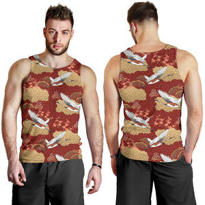 Japanese Crane Theme Pattern Men Tank Top