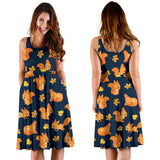 Squirrel Pattern Print Design 05 Sleeveless Midi Dress