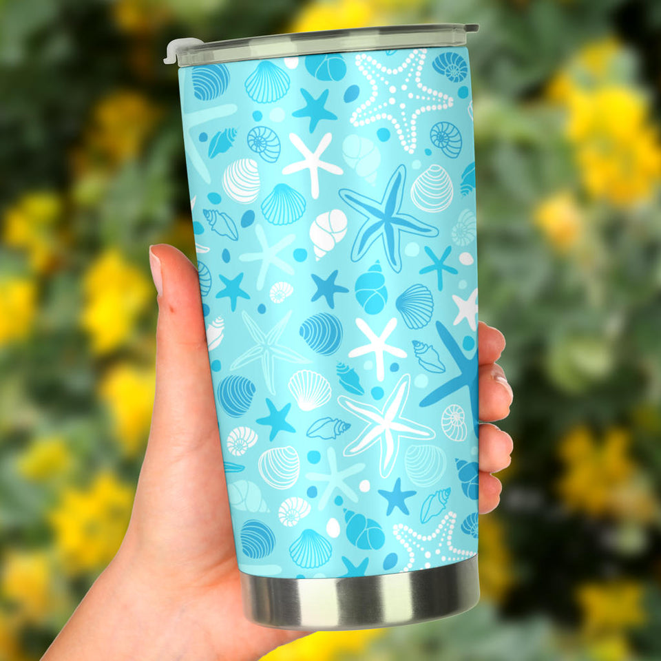 Starfish Shell Blue Theme Pattern Tumbler