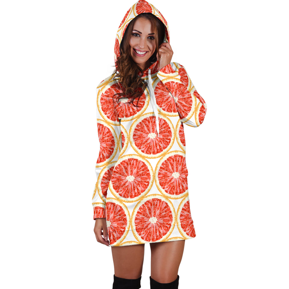 Sliced Grapefruit Pattern Women Hoodie Dress