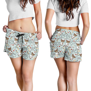 Teddy Bear Pattern Print Design 02 Women Shorts